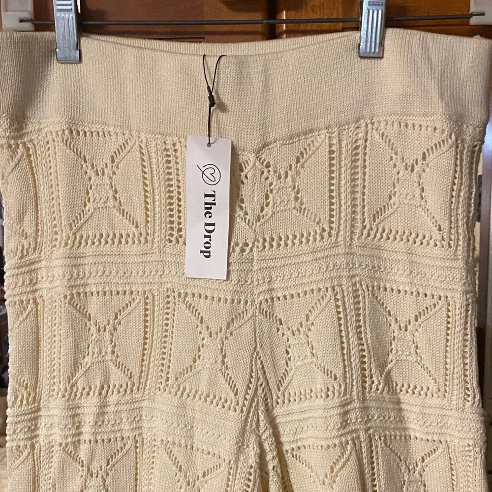 Wide Leg Cream-Colored Pants Chunky Knit Size Medium  NWT Spring Fall - Picture 2 of 14